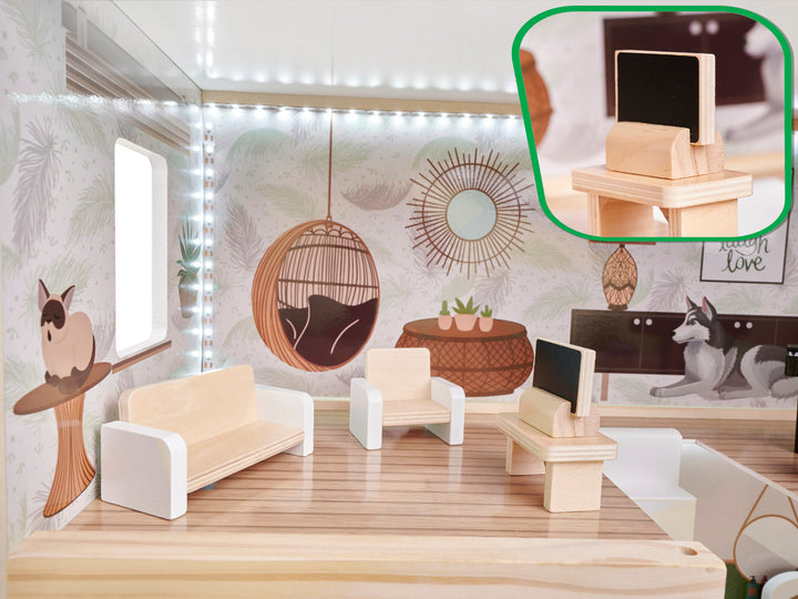 Boho LED dukkehus i træ