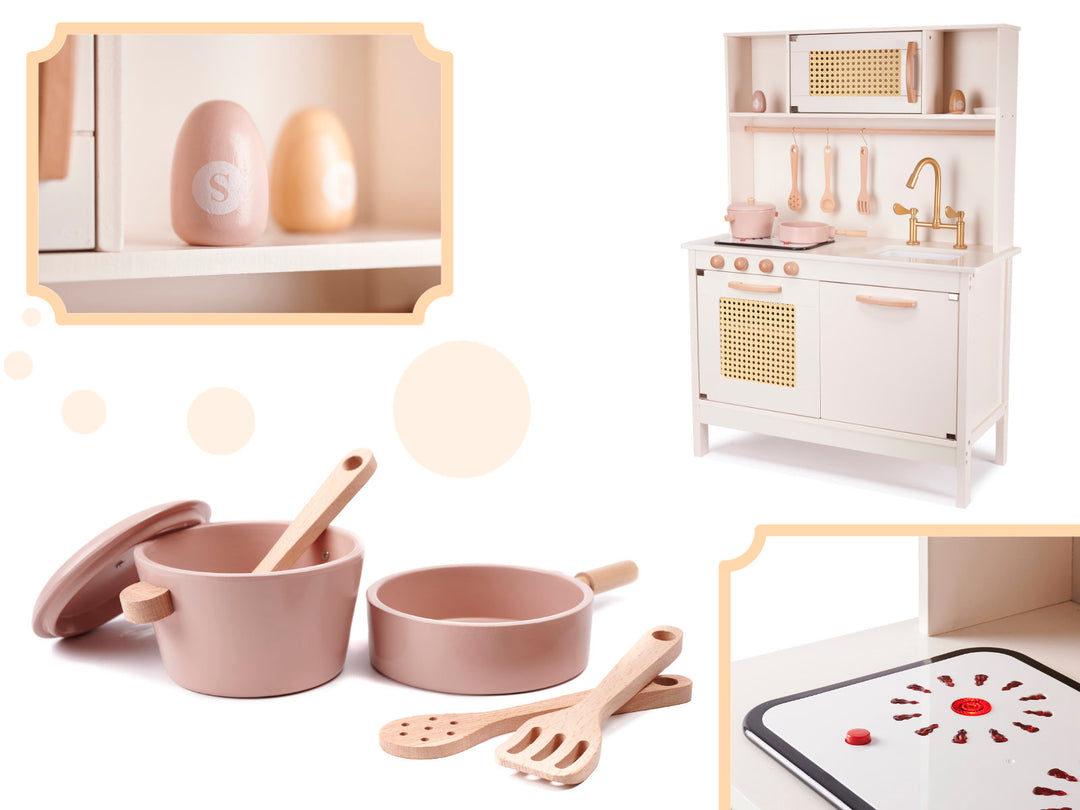 MDF retro trækøkken til børn med BOHO-tilbehør