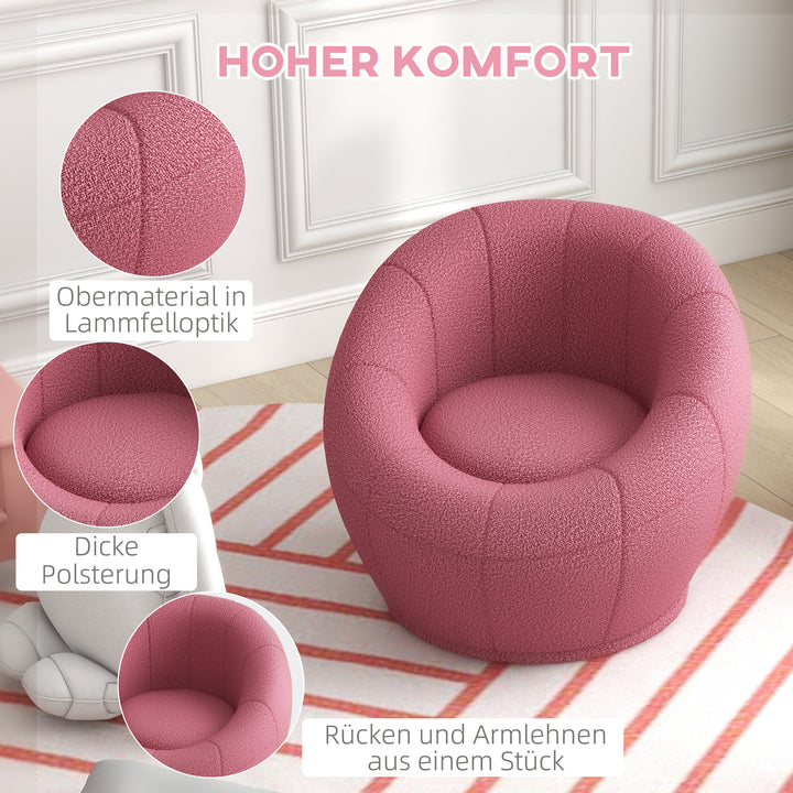 Børnelænestol børnemøbler børneskammel, teddy fleece, 60 cm x 56 cm x 48 cm, pink