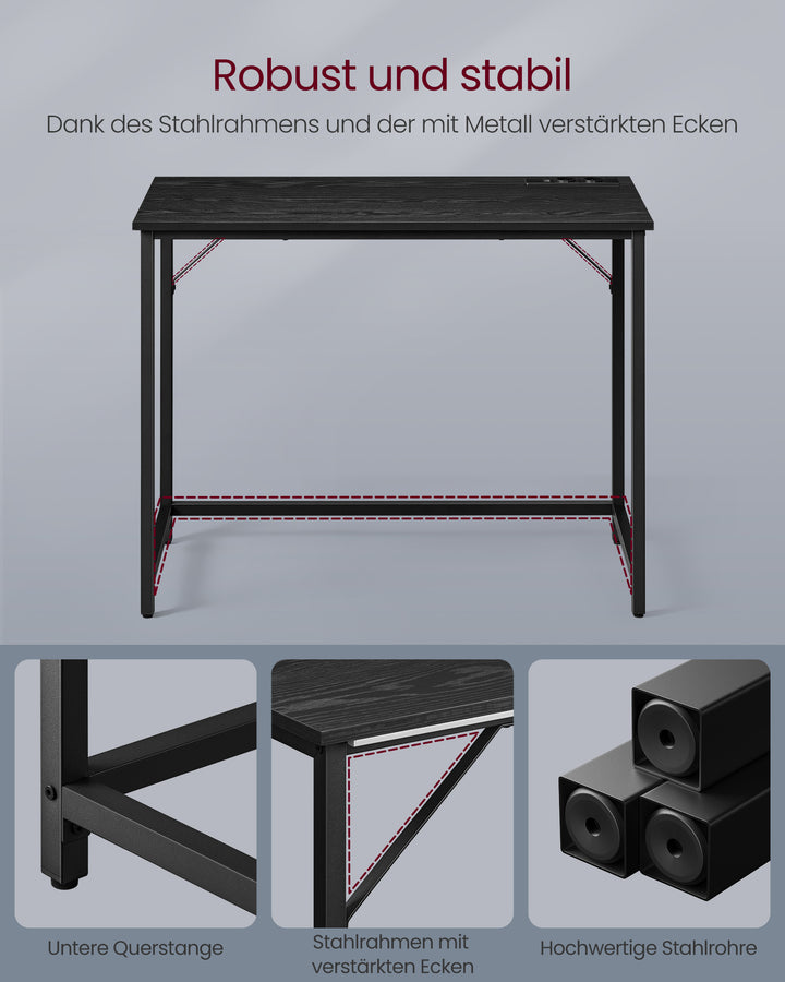 Skrivebord / gamingbord med LED-lys, pladsbesparende, 50 x 100 x 76 , sort