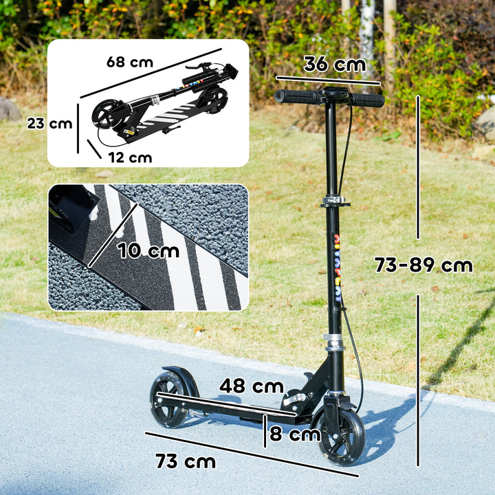 Børnescooter, dobbeltbremser, metalstel, fodstøtte, foldbar, 3-8 år, sort
