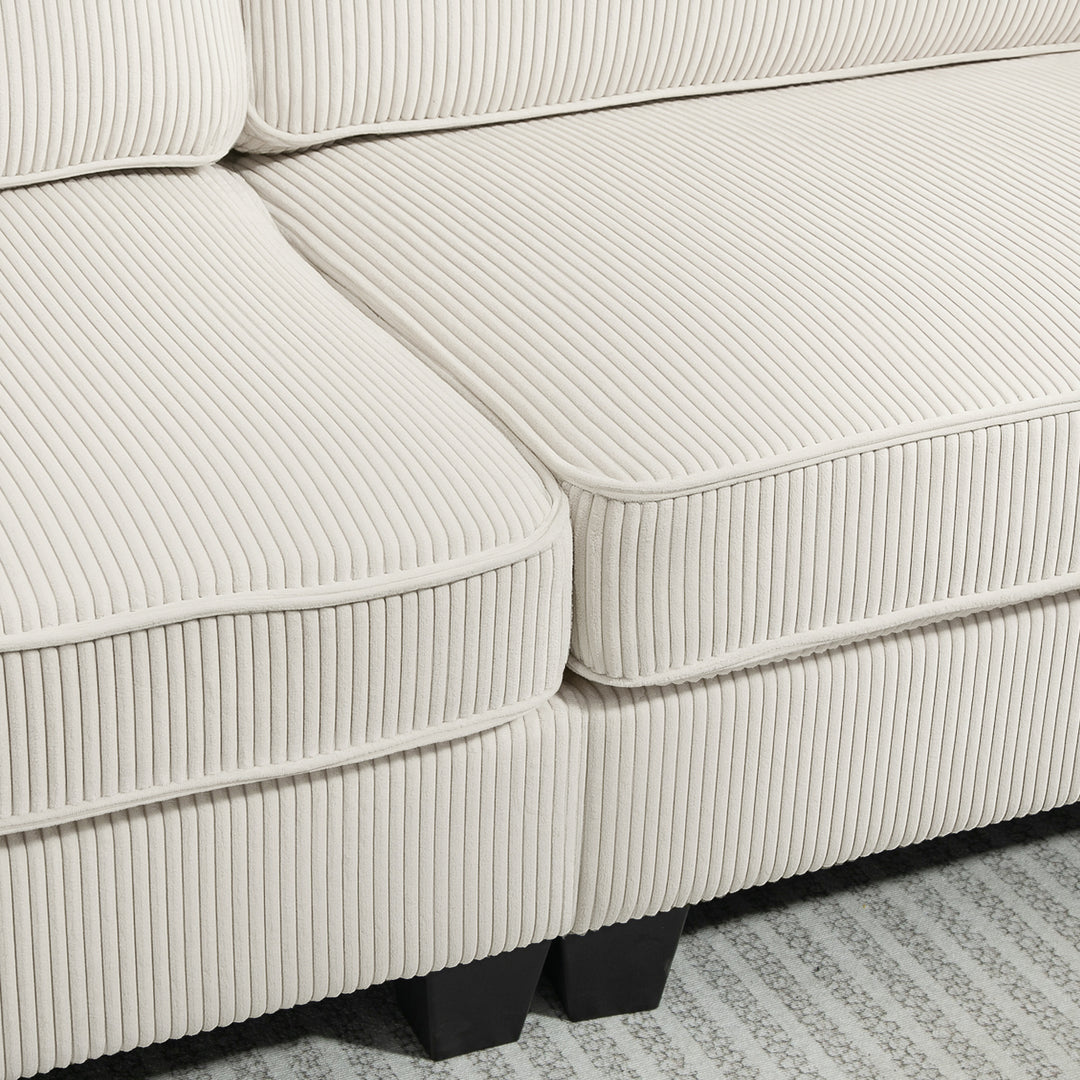3-personers sofa med fløjlsbetræk, stuesofa med fjederkerne, op til 400 kg, 227 x 84 x 87 cm, cremehvid