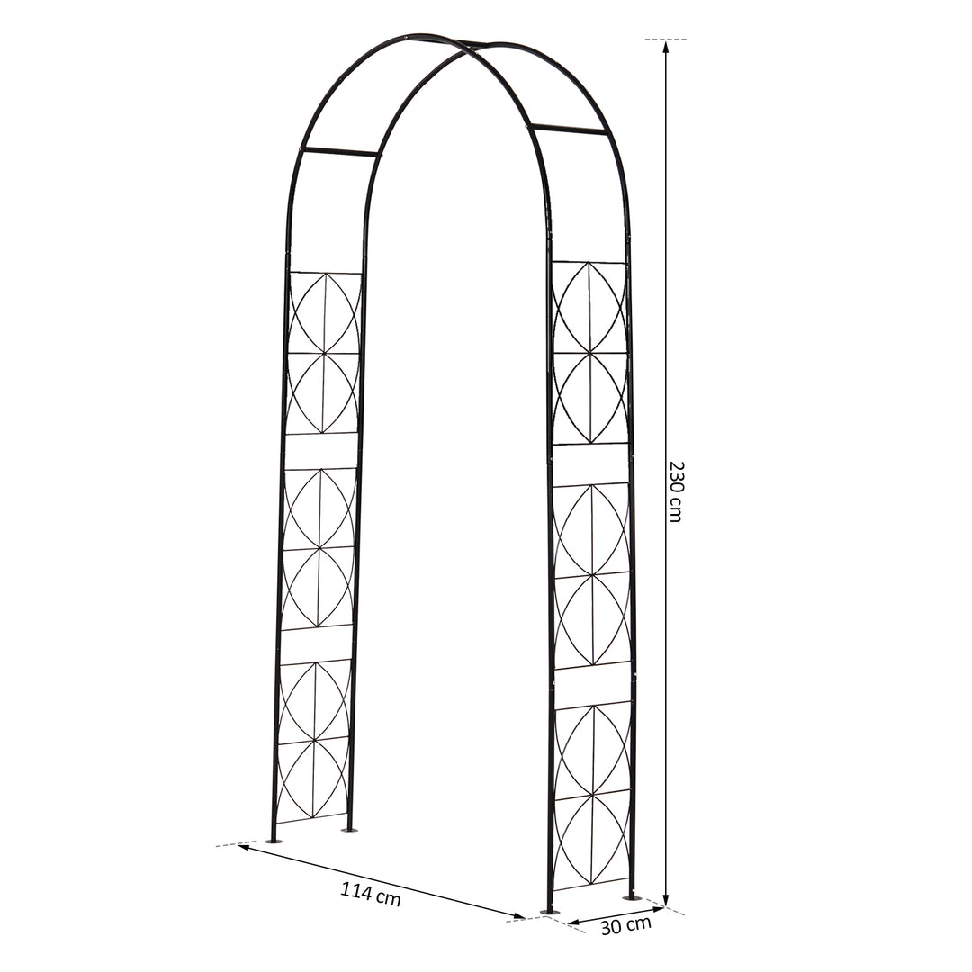 Metalrosenbue espalier til klatreplanter havebue med blonde metalstruktur buegang espalier til roser buer espalier rosestøtte til haven 114 x 30 x 230 cm sort