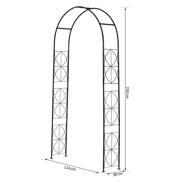 Metalrosenbue espalier til klatreplanter havebue med blonde metalstruktur buegang espalier til roser buer espalier rosestøtte til haven 114 x 30 x 230 cm sort