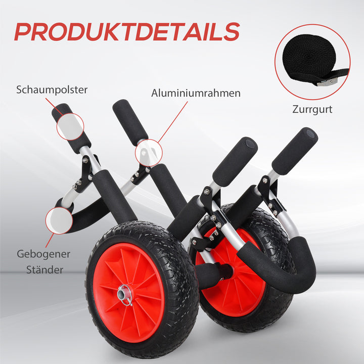 Sammenklappelig surfvogn (op til 45 kg), transportvogn i aluminium, sammenklappelig kajakvogn, polstret, kunstlæderdæk, bådvogn, surfvogn, bådtrailer, vogn til surfbrætter, oppustelige både