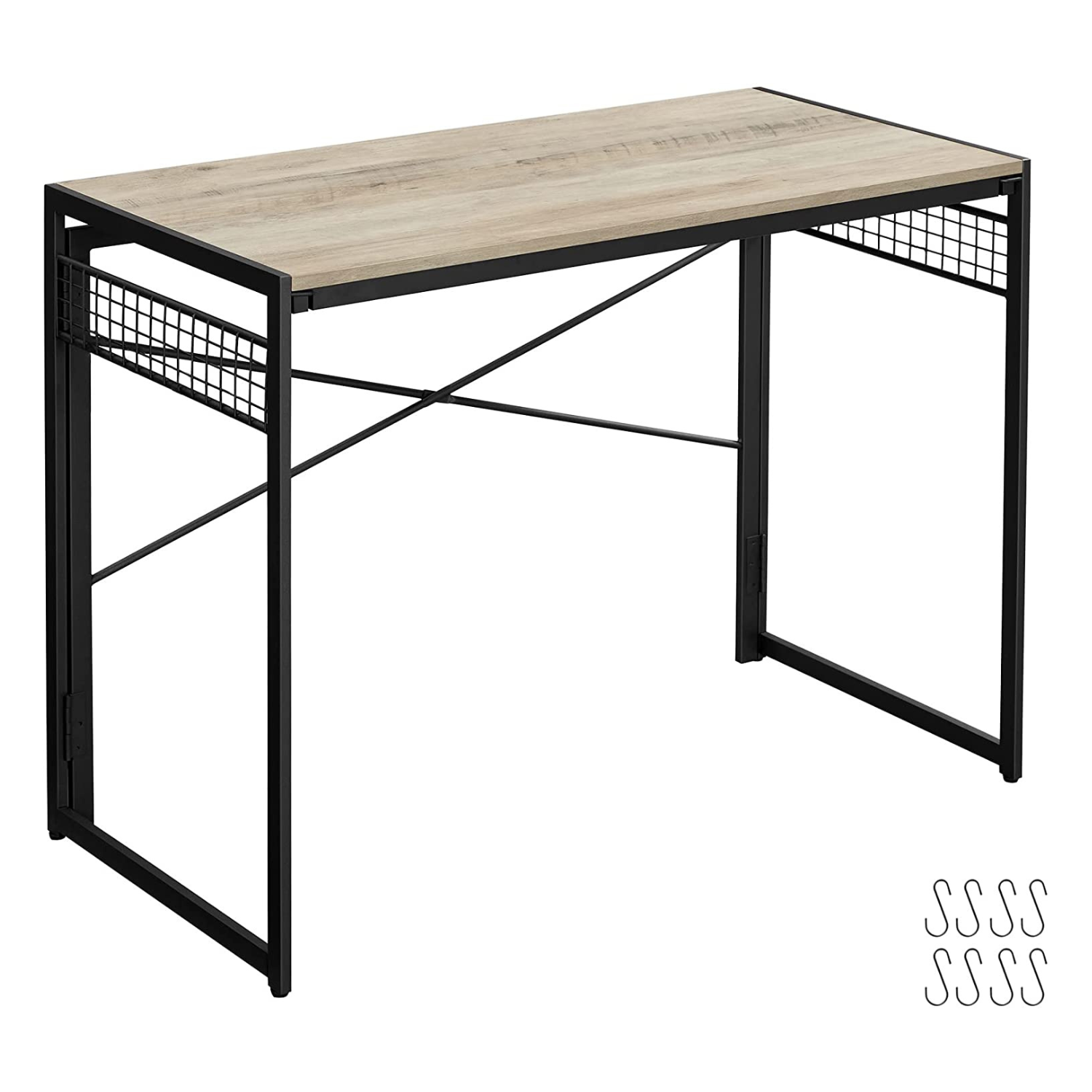 Skrivebord / computerbord, 100 x 50 x 76,5 cm, greige og sort