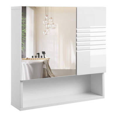 Spejlskab til badeværelset med justerbare hylder, 54 x 15 x 55 cm, hvid