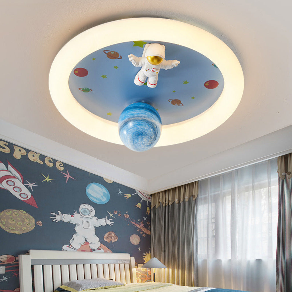 LED loftlampe til børneværelse, dæmpbar LUMELA + fjernbetjent astronaut