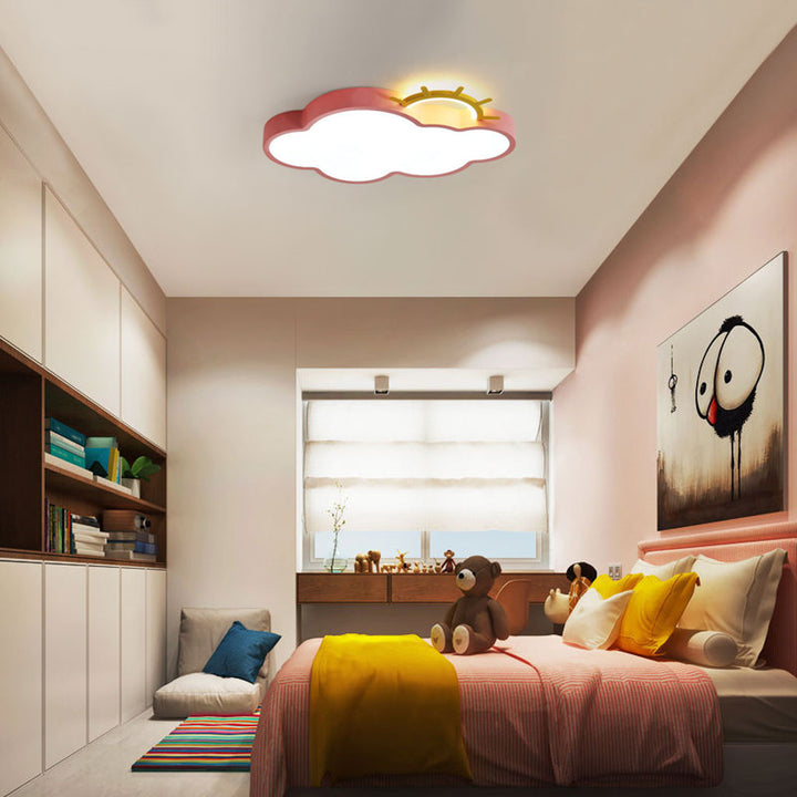 LED loftlampe til børneværelse, dæmpbar LUMELA + fjernbetjening, cloud pink