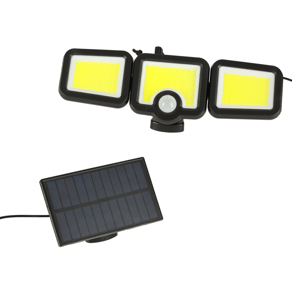 LED solcellelampe 3-i-1 med skumringsbevægelsessensor - mangler beskrivelse