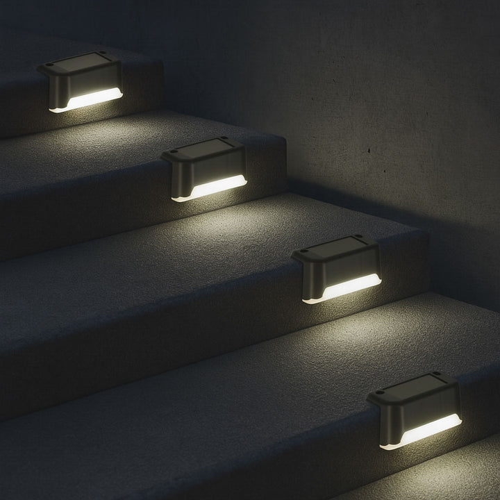 Solcelledrevet udendørs LED-trappelampe med skumringssensor, 8 stk.