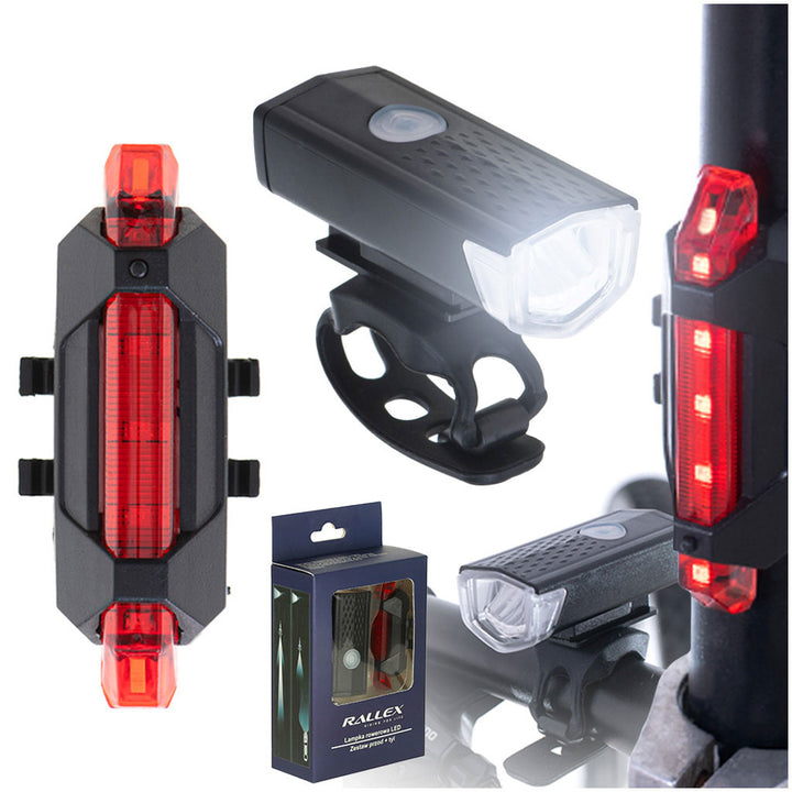 LED cykellygte bag-forlygte sæt USB