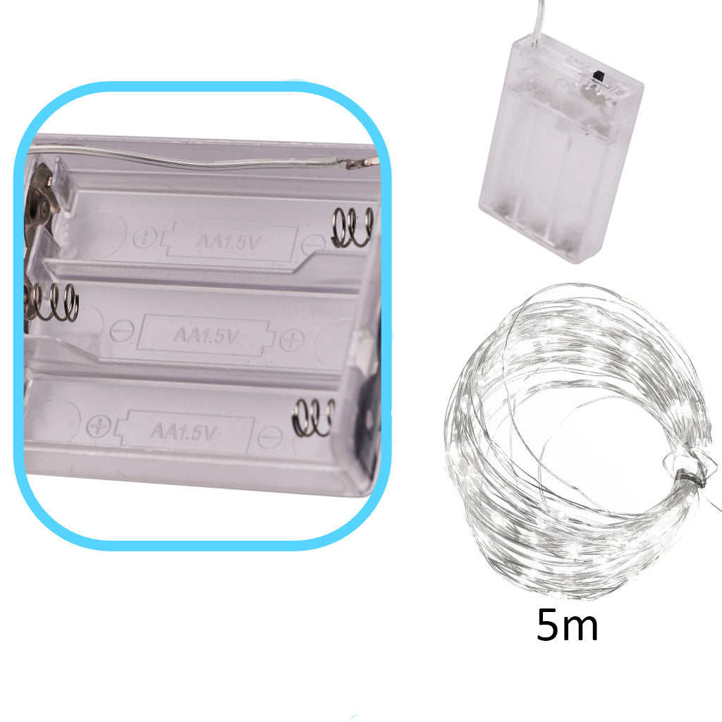 LED dekorative trådlys 5m 50LED koldhvid