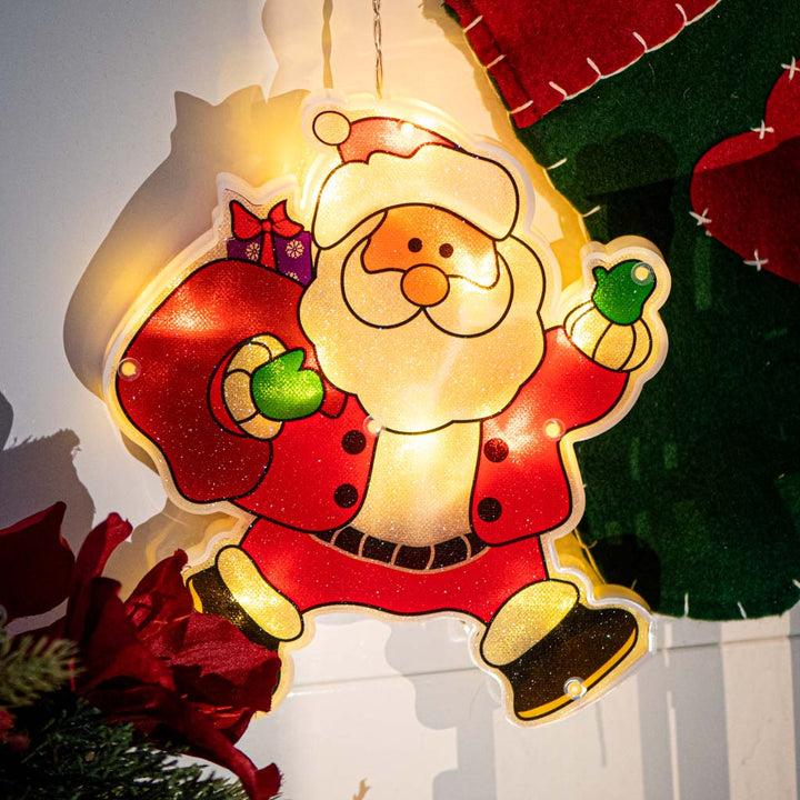 LED-lys hængende julepynt juledekoration julemanden med gaver