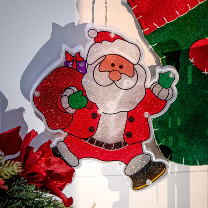 LED-lys hængende julepynt juledekoration julemanden med gaver