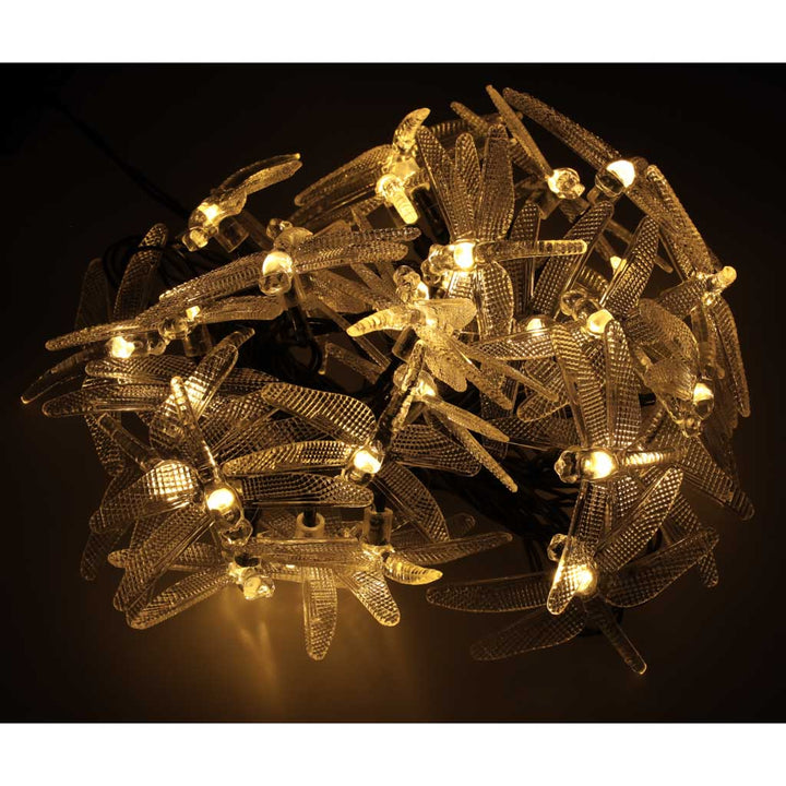 Solcelledrevne havelamper med guldsmed 6,5m 30 LED varm hvid