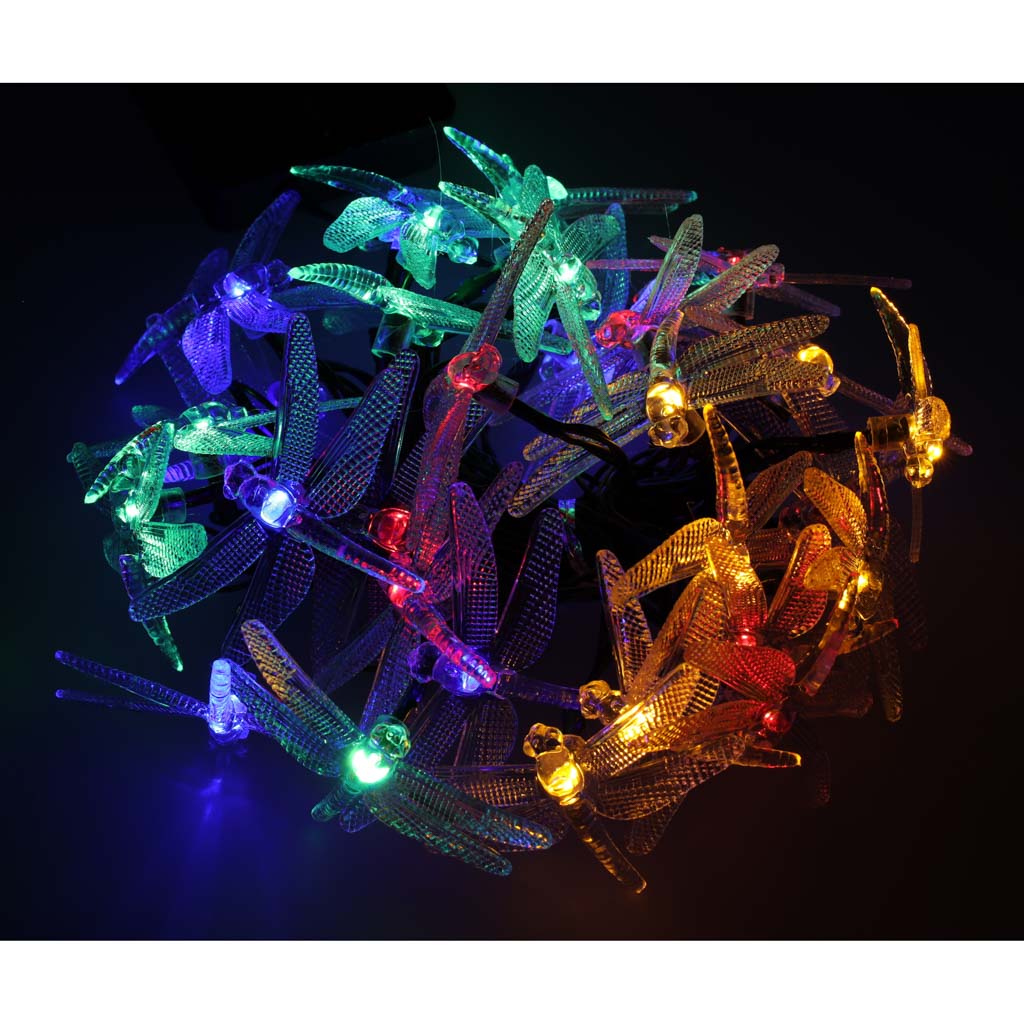 Solcellehavelamper guldsmede 6,5m 30LED flerfarvet