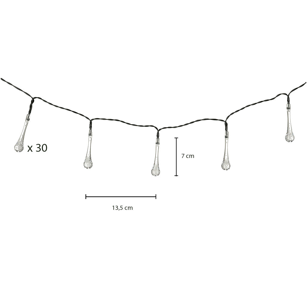 Solcelledrevne istaplys til haven 6,5m 30LED varm hvid
