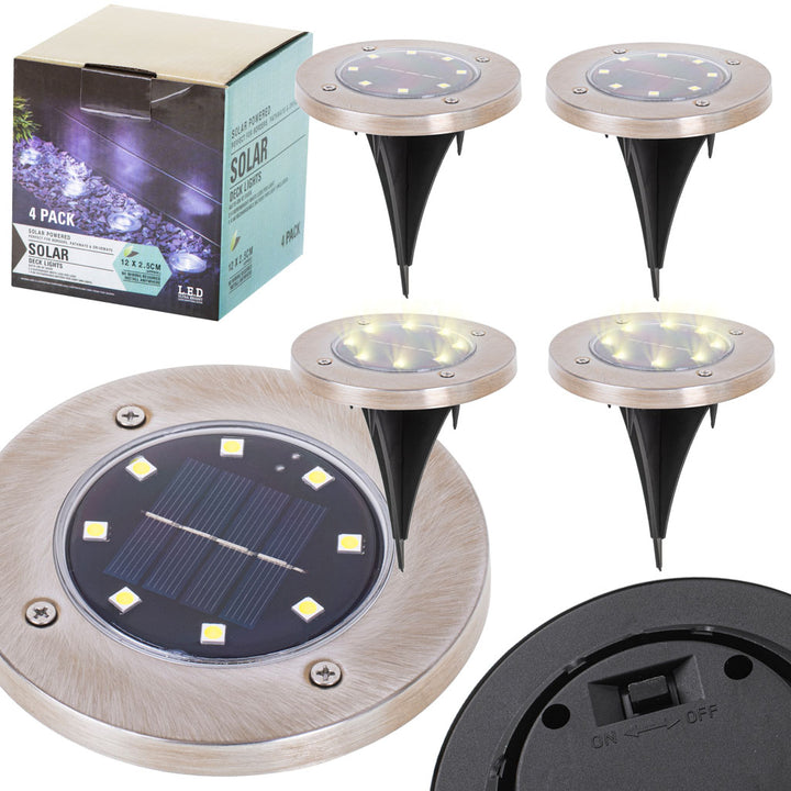 Solcelledrevne havelamper til invasion af jorden, 8 LED'er, 4 stk. varm hvid