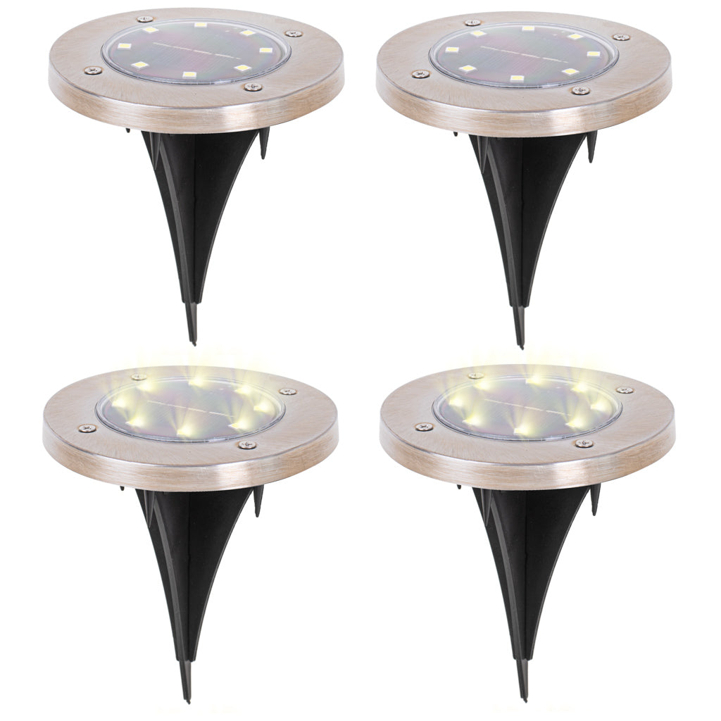 Solcelledrevne havelamper til invasion af jorden, 8 LED'er, 4 stk. varm hvid