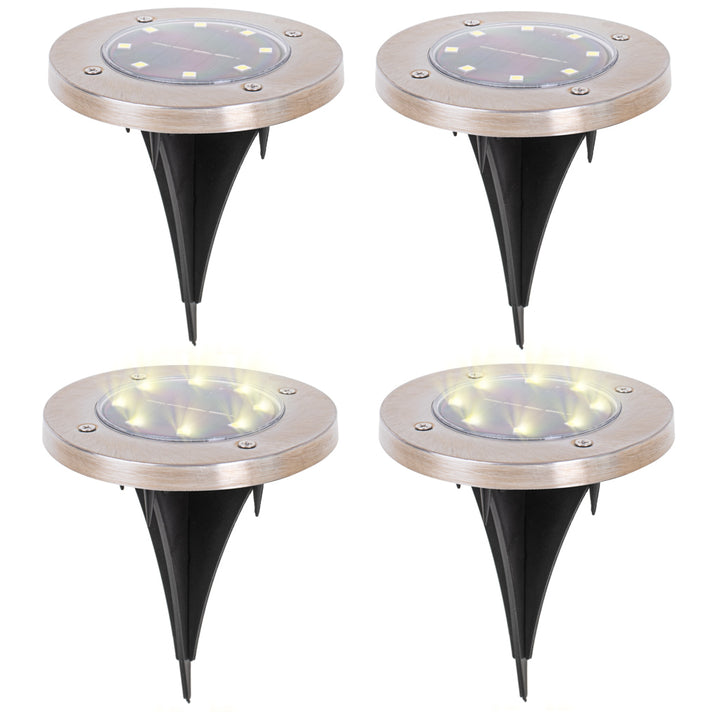 Solcelledrevne havelamper til invasion af jorden, 8 LED'er, 4 stk. varm hvid