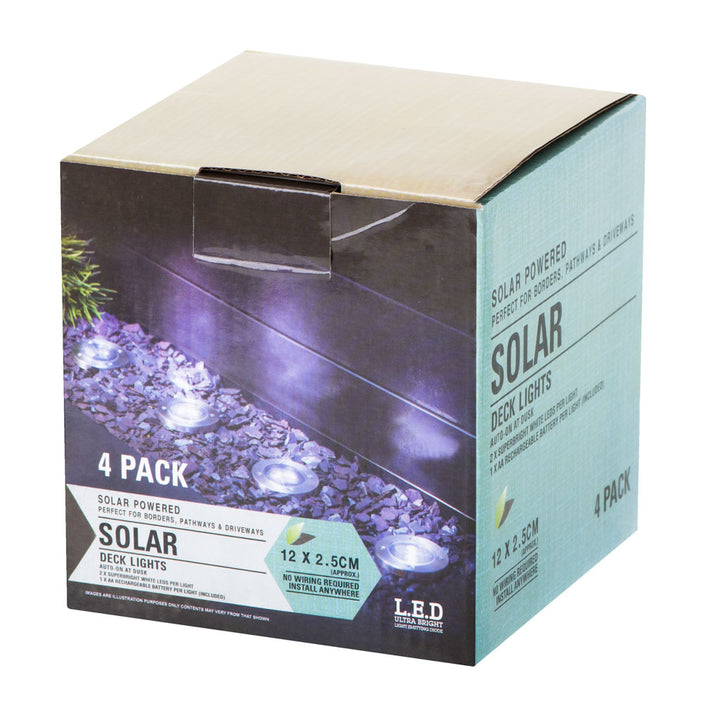 Solcelledrevne havelamper til invasion af jorden, 8 LED'er, 4 stk. varm hvid