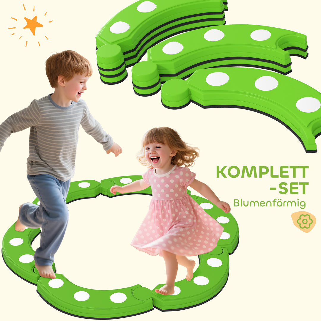 Balancebom, 6 buede segmenter, sensoriske fremspring, 50 kg lasteevne, grøn