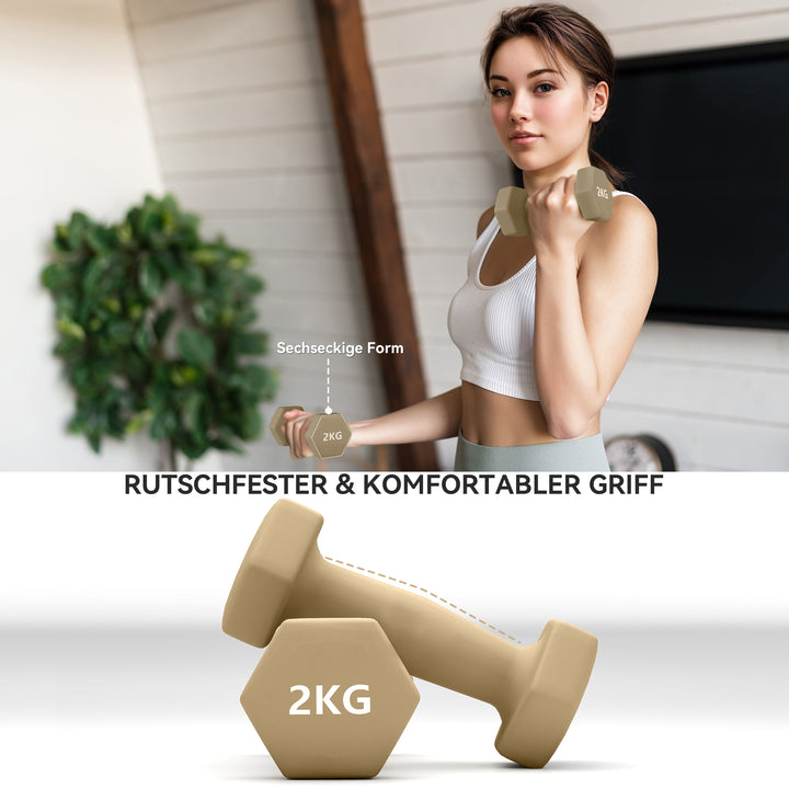 Håndvægtsæt, sæt med 6 håndvægte med vægte, stålhåndvægtsæt, 1 kg, 1,5 kg, 2 kg