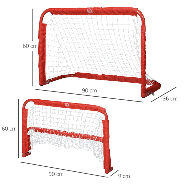 Fodboldmålsæt, 2 foldbare minimål, metalramme, inklusive værktøj, 90 x 36 x 60 cm, rød