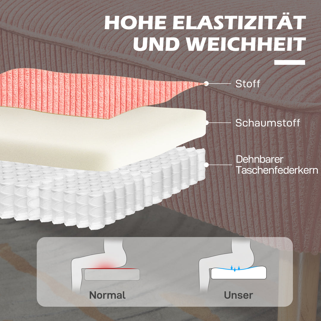 To-personers sofa, elegant skandinavisk design, massiv træramme, op til 150 kg, 117 x 56,5 x 77 cm, lyserød