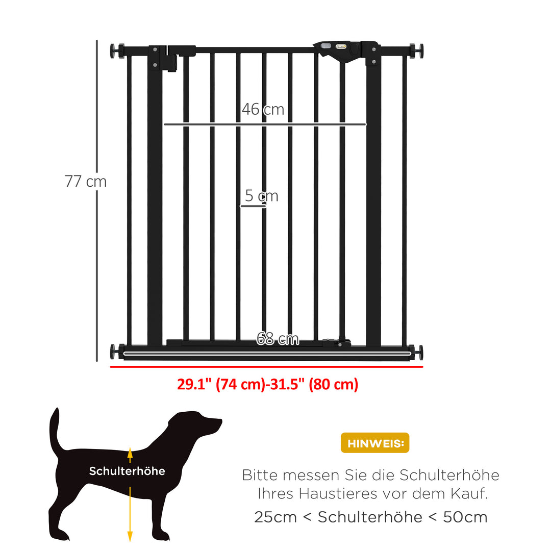 Hundegitter, kæledyrsgitter, metal, plast, 74-80 cm, sort