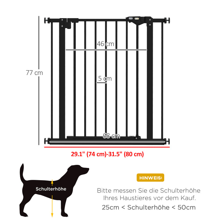 Hundegitter, kæledyrsgitter, metal, plast, 74-80 cm, sort