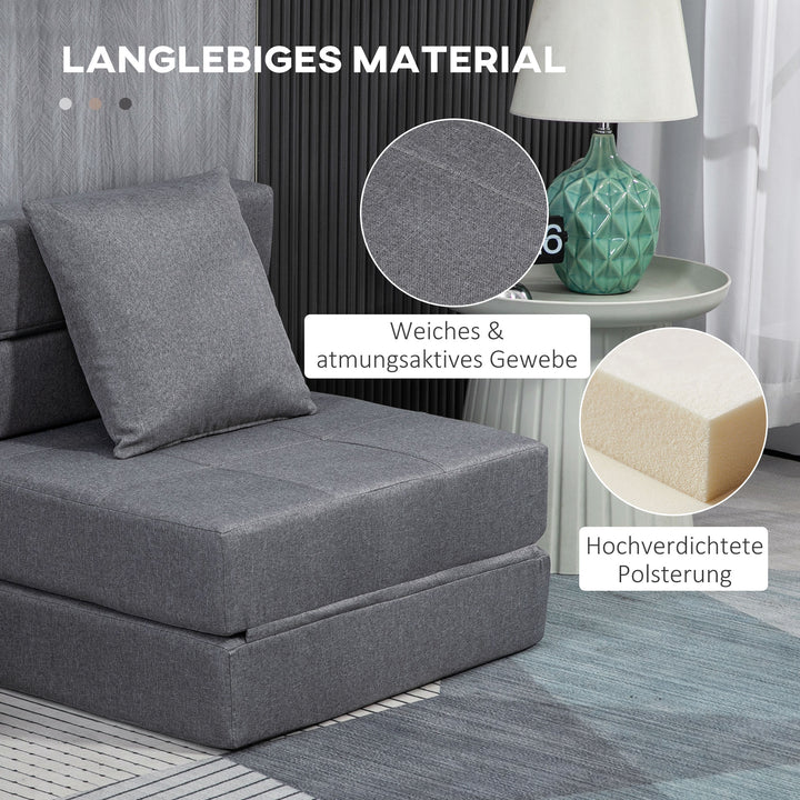 Gæsteseng med lænestol og aftageligt betræk, 70 cm x 70 cm x 61 cm, mørkegrå