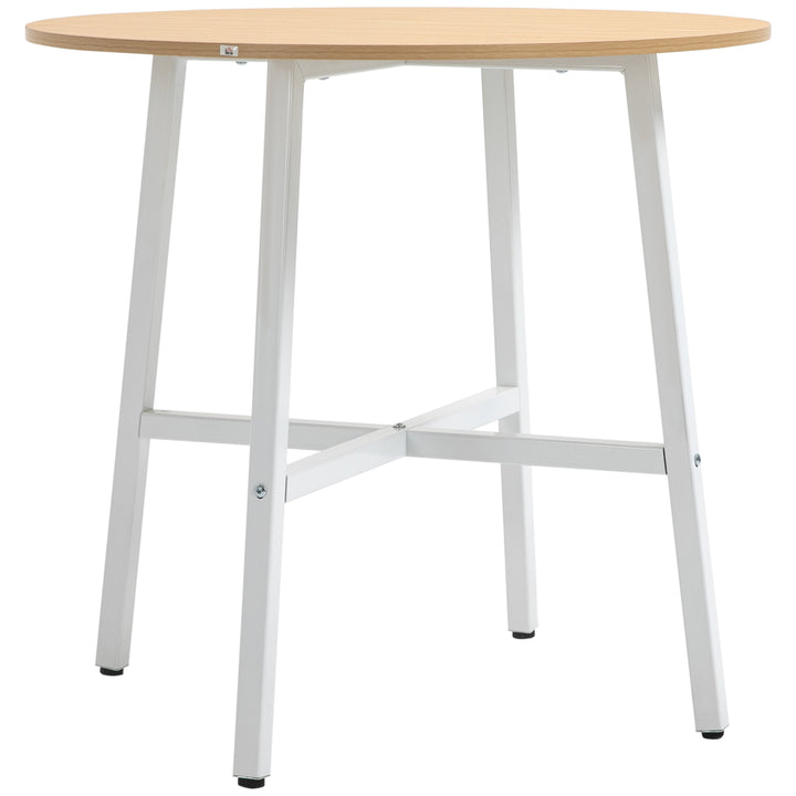 Spisebord, industriel stil, afrundet design, stabilt op til 60 kg, 80 x 76h cm, naturtræ/hvid