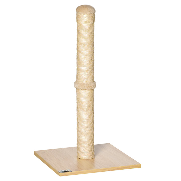 Kradsetræ til katte, kradsetræ af sisal, robust kradsetræ, kradselegetøj til katte med bold, 60 cm spånplade, sisal, beige+eg, 34 x 34 x 60 cm