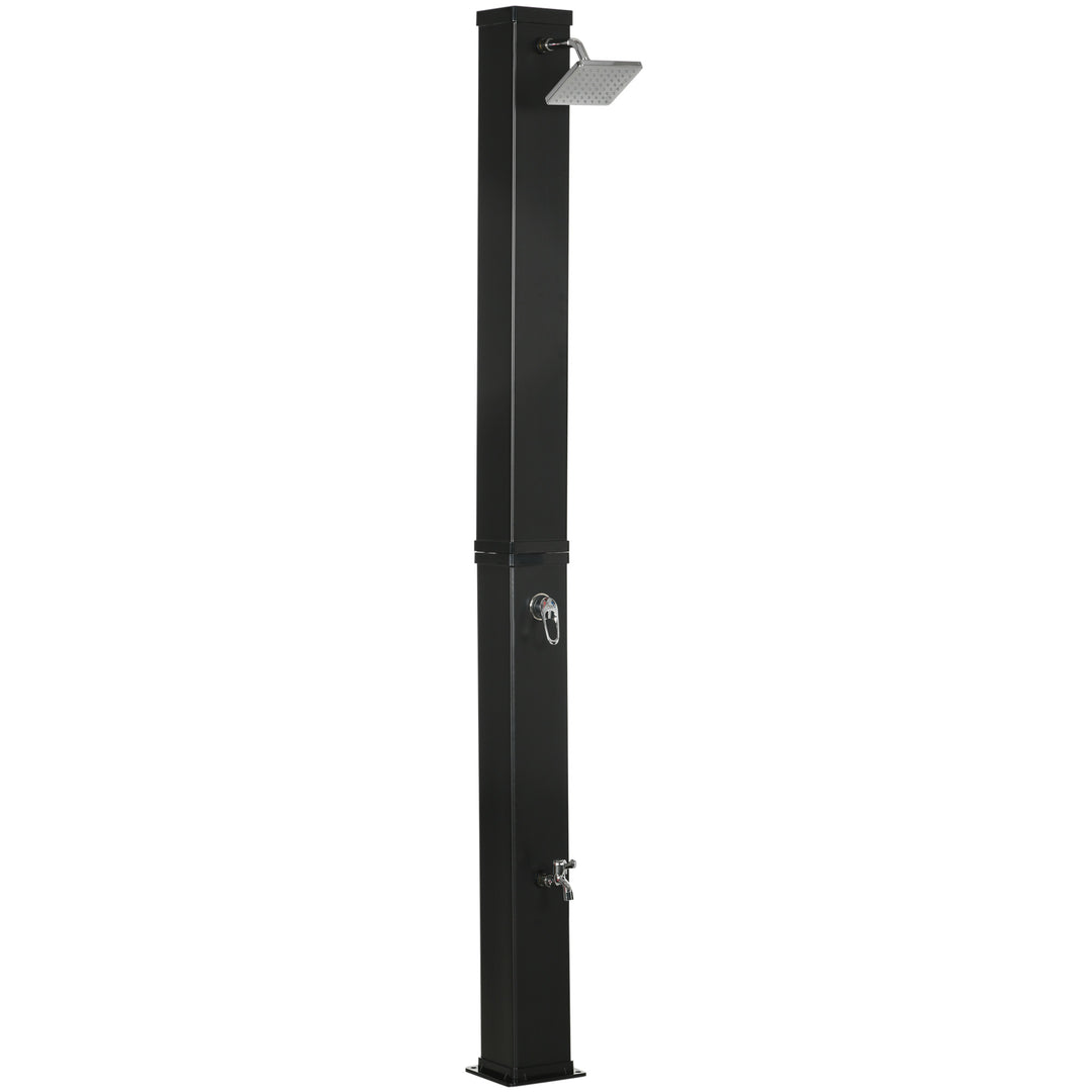 Solbruser, 360° roterende brusehoved, fodbruser, vandopvarmning op til 60°C, sort, 19 x 20 x 217 cm