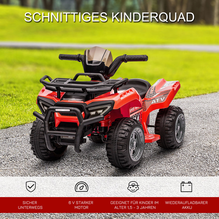 Kids quad elektrisk 6v børne-atv med forlænsfunktion, musik, elektrisk atv til børn 1,5-3 år rød