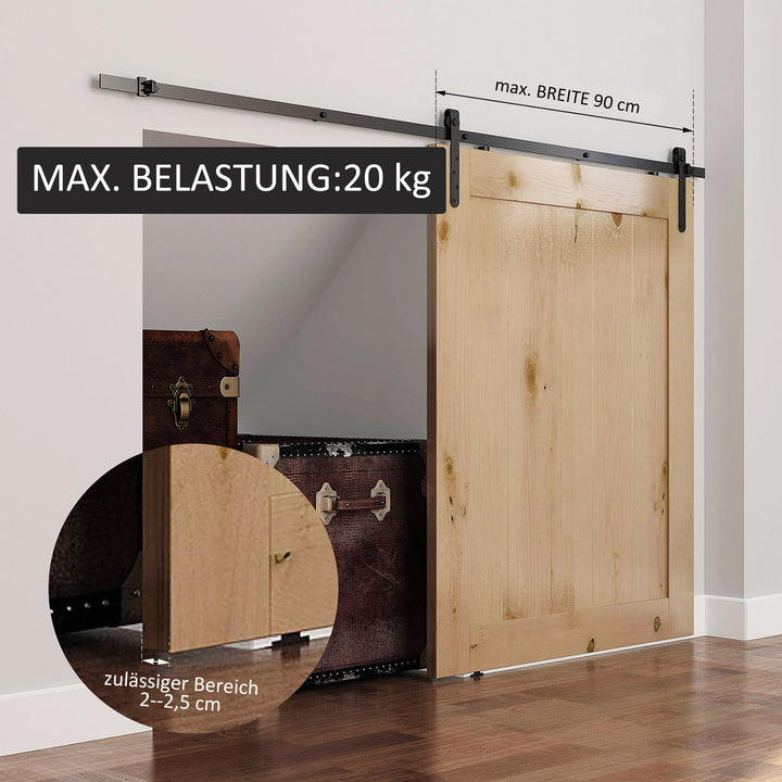 Skydedørsbeslagsæt 180 cm komplet sæt med skinner, ruller, anti-hop-anordninger kulstofstål