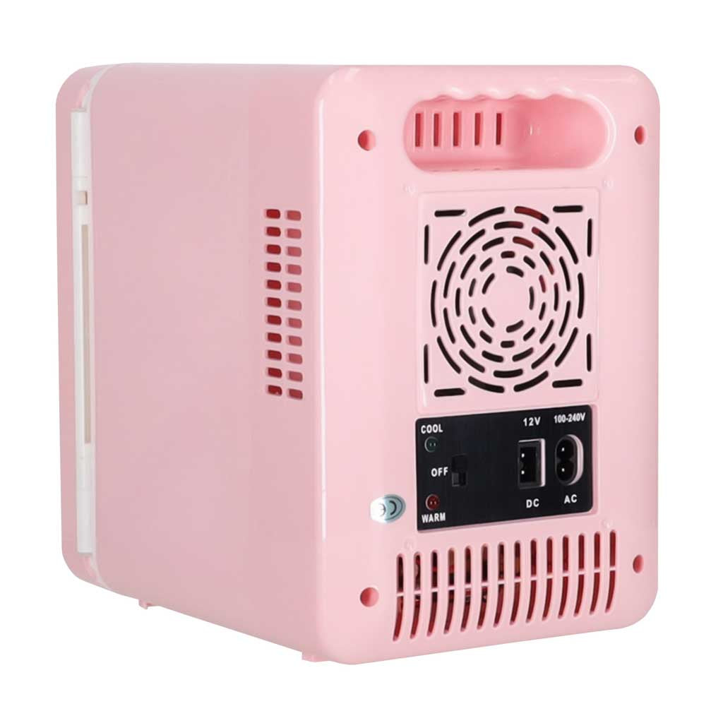 Rejsekøleskab elektrisk bil mini til mad kosmetik opvarmning køling 2in1 4L pink