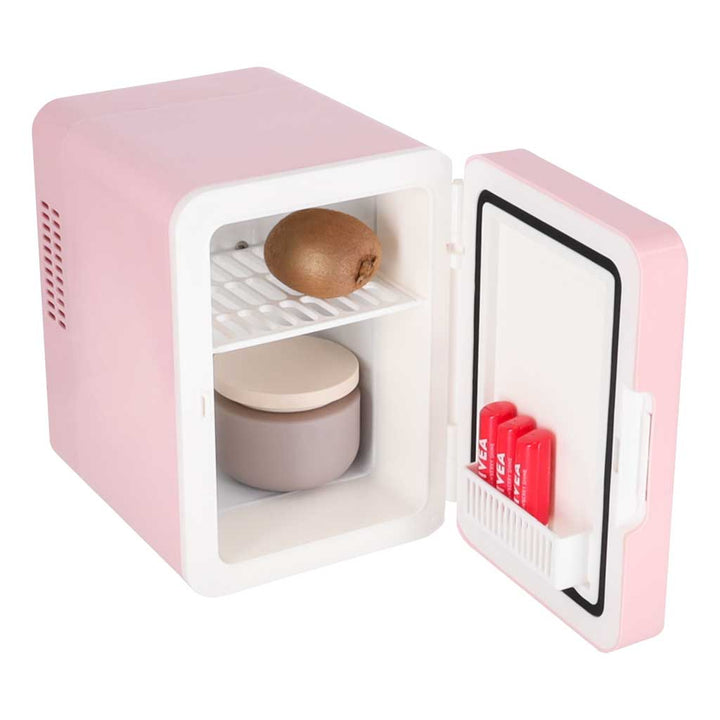Rejsekøleskab elektrisk bil mini til mad kosmetik opvarmning køling 2in1 4L pink