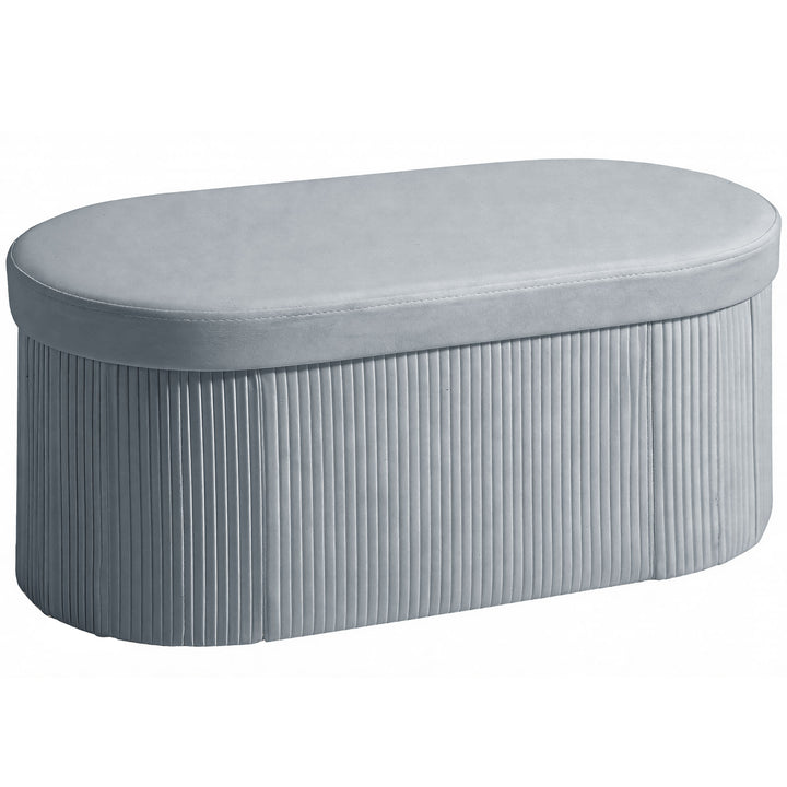 Sammenklappelig opbevaringsbænk med fløjlslook, egnet til stue, 76 x 38 x 35 cm, mørkegrå