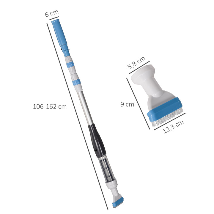 Poolstøvsuger, ledningsfri, 80 min. drift, letvægt: 800 g, 19 l vand/minut, aluminium, Ф6 x 106-162 cm