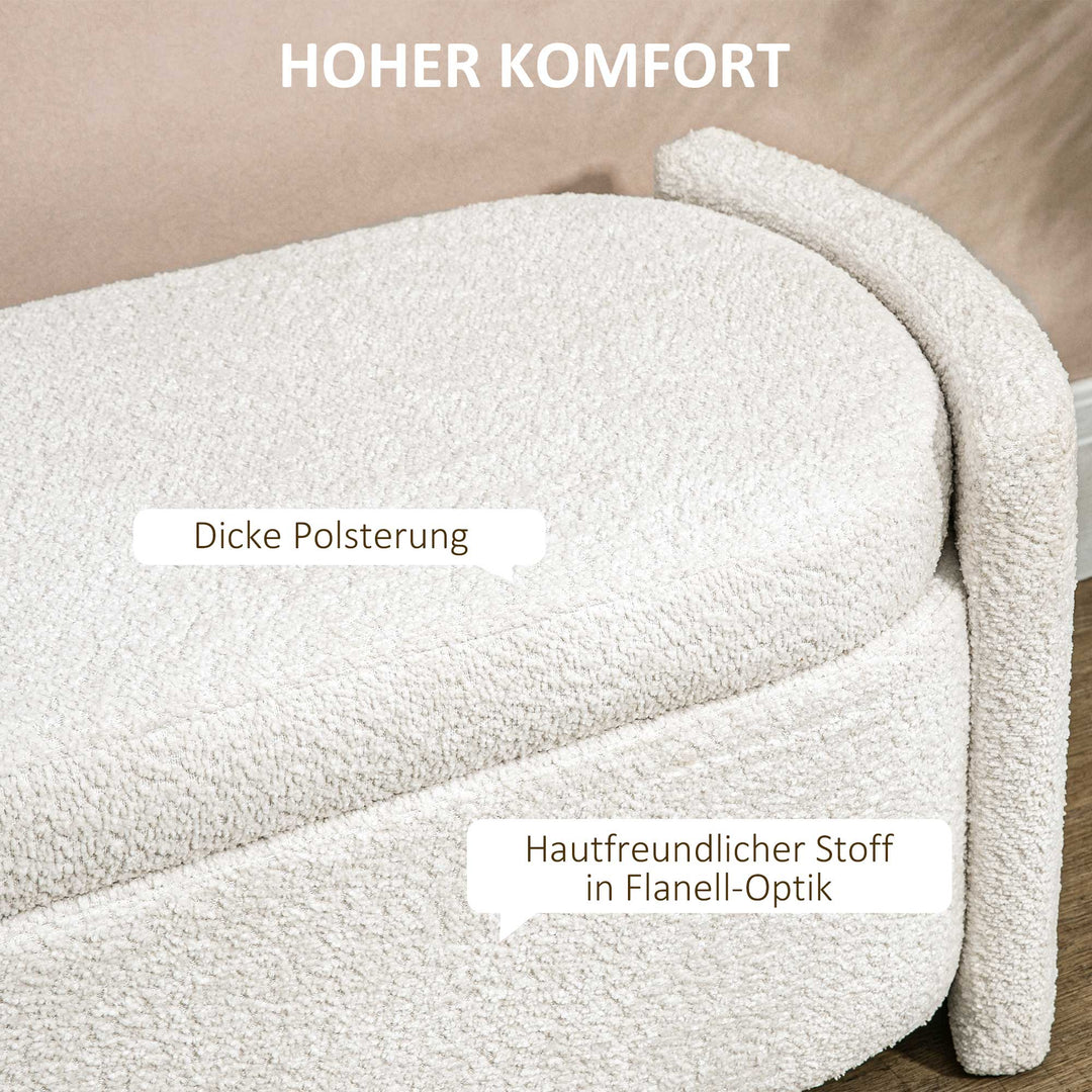 Polstret opbevaringsbænk med skobænk, 105 cm x 44 cm x 45,5 cm, creme/beige