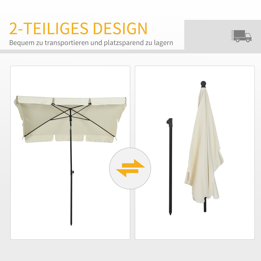Parasol, strandparasol, haveparasol, balkonparasol, solskærm, foldbar, cremehvid