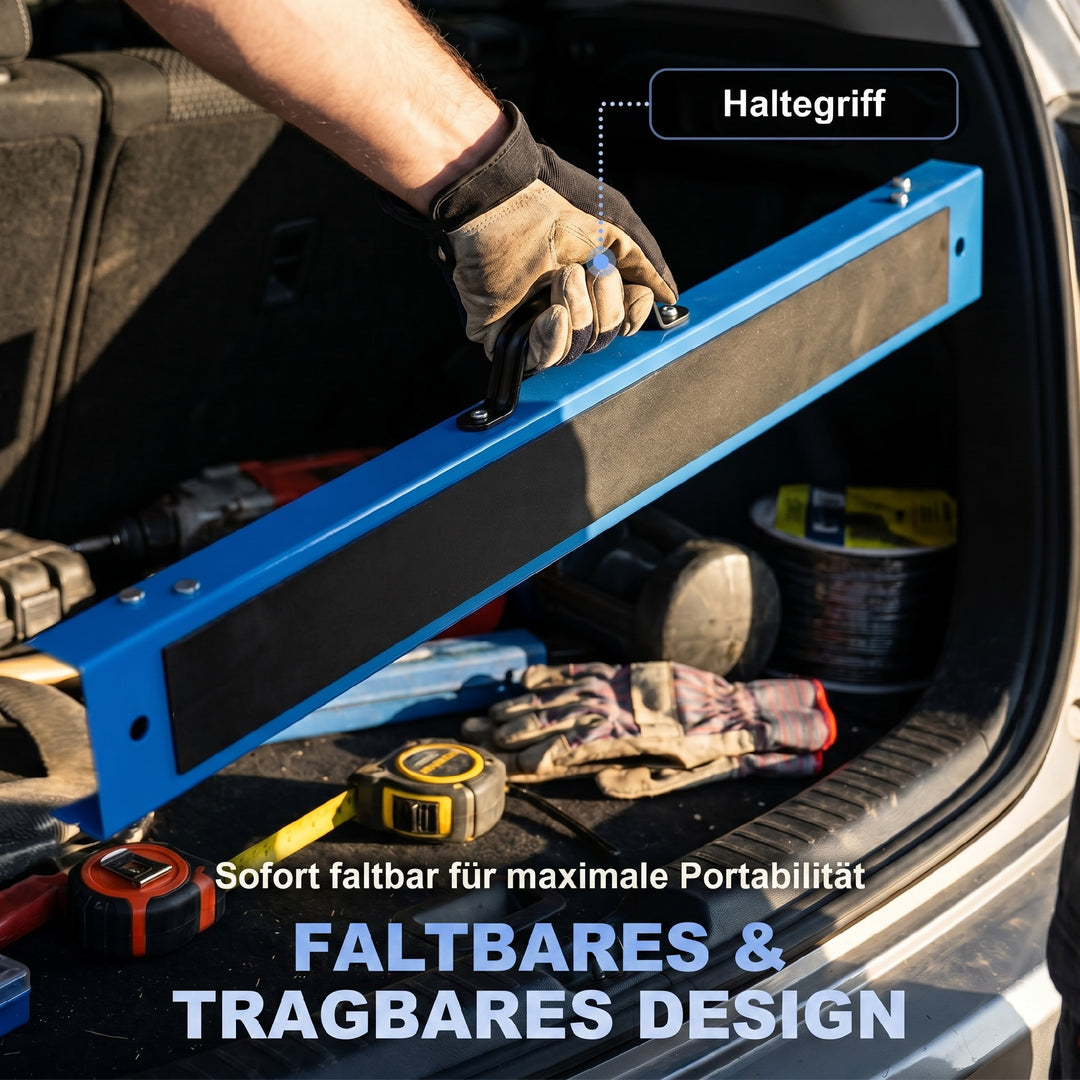 Sæt med 2 robuste, foldbare metalsavbukke til tømrerarbejde og gør-det-selv-projekter, blå og sort