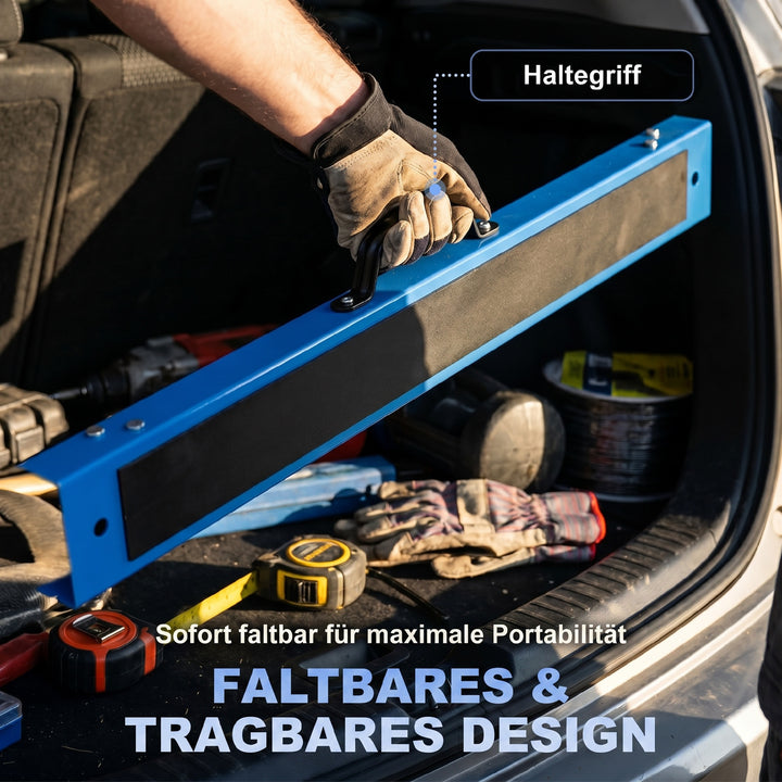 Sæt med 2 robuste, foldbare metalsavbukke til tømrerarbejde og gør-det-selv-projekter, blå og sort