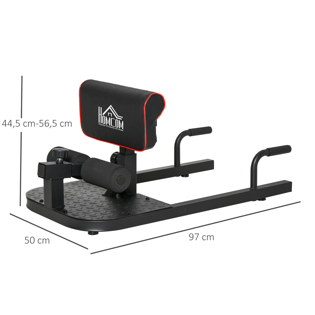 Sissy squat squat trainer bentræner mavetræner baldetræner 3 i 1 træner justerbar op til 120 kg stål sort 50 x 97 x (44,5–56,5) cm