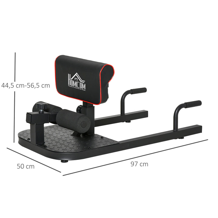 Sissy squat squat trainer bentræner mavetræner baldetræner 3 i 1 træner justerbar op til 120 kg stål sort 50 x 97 x (44,5–56,5) cm