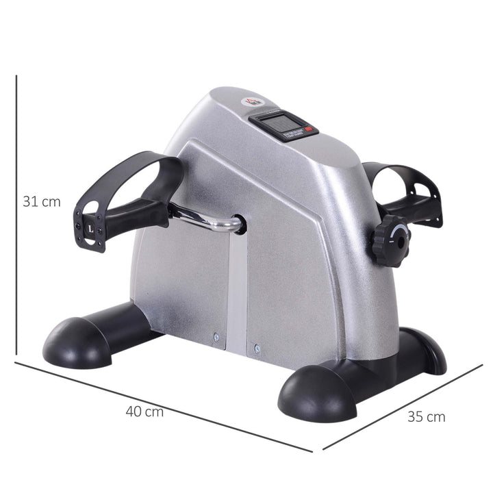 Mini motionscykel fitnesscykel pedaltræner med lcd-skærm justerbar modstand arm- og bentræner hjemmetræner fitnessudstyr til seniorer hjemmekontor 35 x 40 x 31 cm sølv