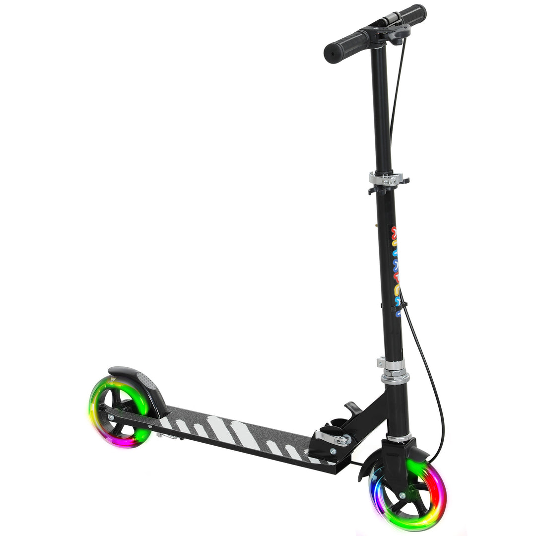 Børnescooter, dobbeltbremser, metalstel, fodstøtte, foldbar, 3-8 år, sort